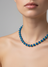 Load image into Gallery viewer, Blue Agate Necklace, colored satin cord