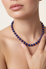 Load image into Gallery viewer, Blue Agate Necklace, colored satin cord