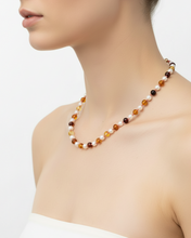 Load image into Gallery viewer, Richy short necklace, Baltic amber and pearls, 18K gold plated